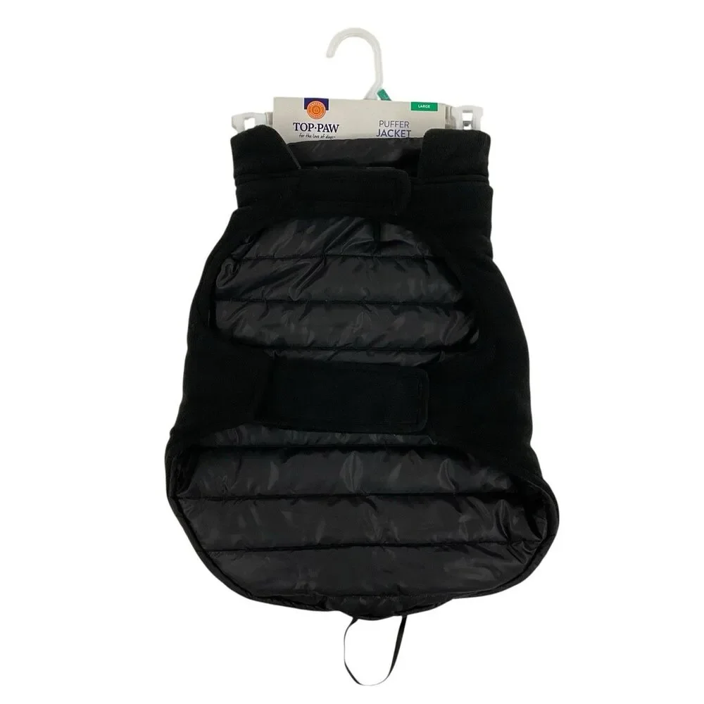 Top‎ Paw Size Large (17.5”) Black Reversible Puffer Dog Jacket Warm Winter NWT